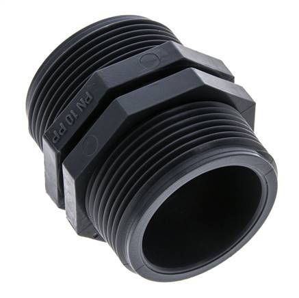 Double Nipple G1 1/2'' Polypropylene (pp) 10bar (140.5psi) FDA 54mm Hex