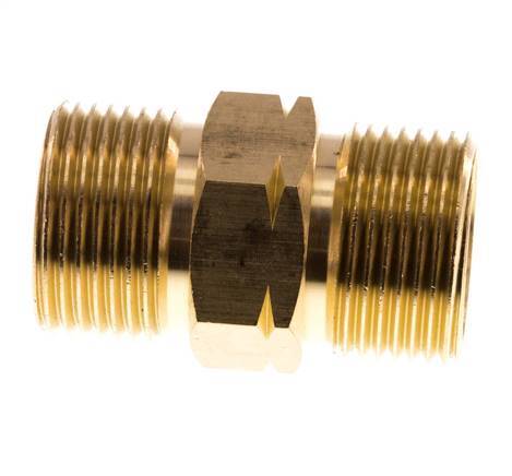 Double Nipple G3/4'' Male x Male Left Hand Brass 16bar (224.8psi) 27mm Hex