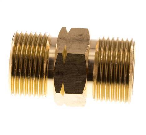Double Nipple G3/4'' Male x Male Left Hand Brass 16bar (224.8psi) 27mm Hex
