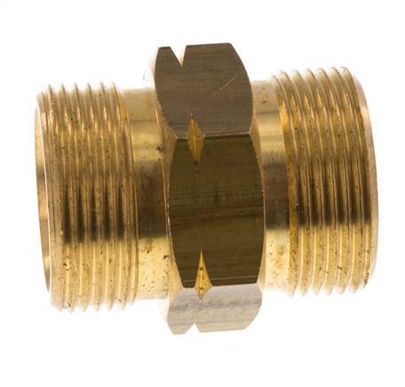 Double Nipple G1 1/4'' Male x Male Left Hand Brass 16bar (224.8psi) 46mm Hex