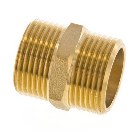 Double Nipple G3/4'' Brass Flat Seal 16bar (224.8psi) 27mm Hex [2 Pieces]