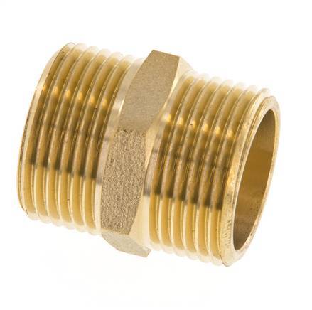 Double Nipple G3/4'' Brass Flat Seal 16bar (224.8psi) 27mm Hex [2 Pieces]