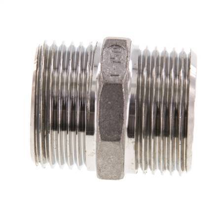 Double Nipple G1'' Stainless Steel Flat Seal 16bar (224.8psi) 36mm Hex
