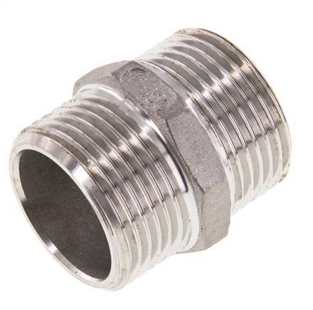 Double Nipple G1'' Stainless Steel Flat Seal 16bar (224.8psi) 36mm Hex