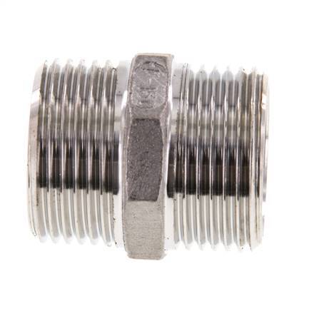 Double Nipple G1'' Stainless Steel Flat Seal 16bar (224.8psi) 36mm Hex