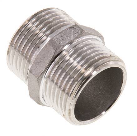 Double Nipple G1'' Stainless Steel Flat Seal 16bar (224.8psi) 36mm Hex