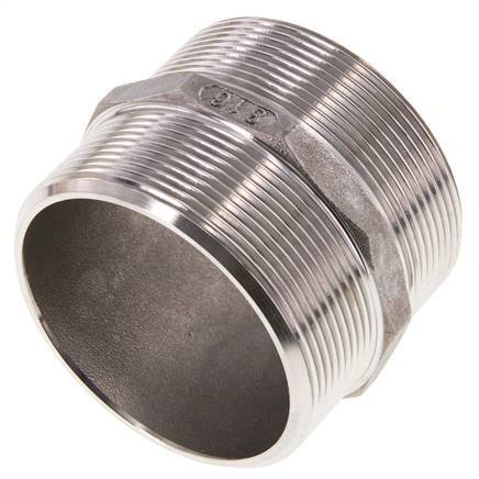Double Nipple G2 1/2'' Stainless Steel Flat Seal 16bar (224.8psi) 78mm Hex