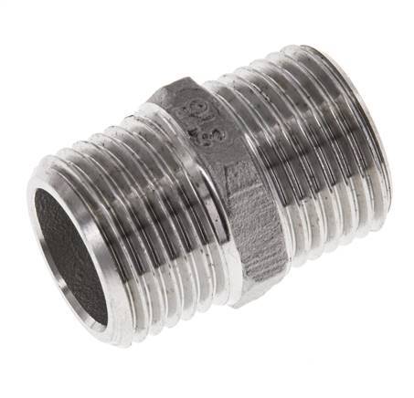 Double Nipple G1/2'' Stainless Steel Flat Seal 16bar (224.8psi) 22mm Hex
