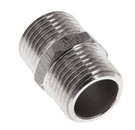Double Nipple G1/2'' Stainless Steel Flat Seal 16bar (224.8psi) 22mm Hex