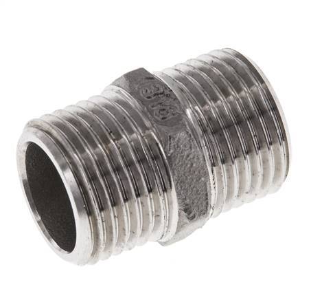 Double Nipple G1/2'' Stainless Steel Flat Seal 16bar (224.8psi) 22mm Hex