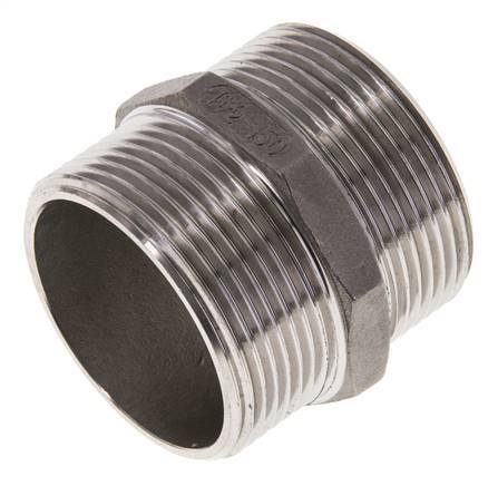 Double Nipple G1 1/2'' Stainless Steel Flat Seal 16bar (224.8psi) 51mm Hex