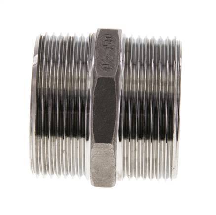 Double Nipple G1 1/2'' Stainless Steel Flat Seal 16bar (224.8psi) 51mm Hex