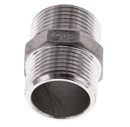 Double Nipple G3/4'' Stainless Steel Flat Seal 16bar (224.8psi) 29mm Hex