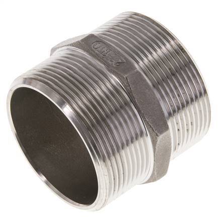 Double Nipple G2'' Stainless Steel Flat Seal 16bar (224.8psi) 62mm Hex