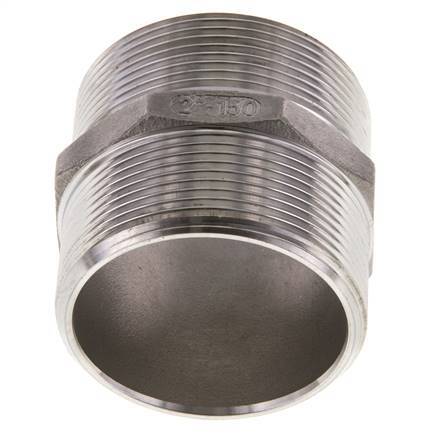 Double Nipple G2'' Stainless Steel Flat Seal 16bar (224.8psi) 62mm Hex