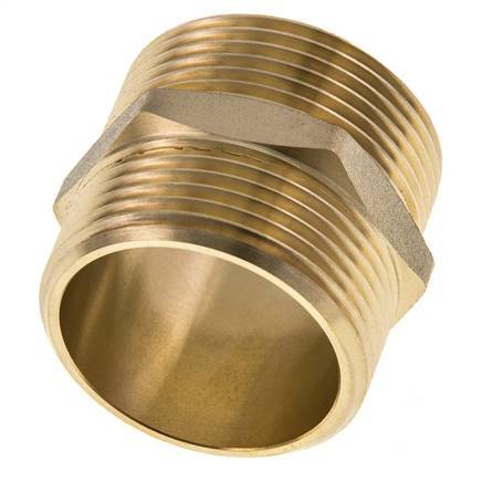 Double Nipple G1 1/4'' Brass Flat Seal 16bar (224.8psi) 42mm Hex
