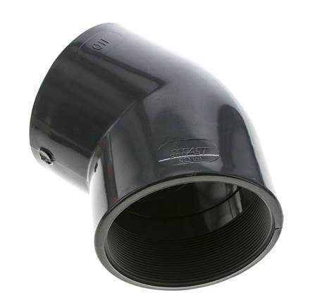 45deg Angled Fitting Rp4'' Female PVC-U 16bar (224.8psi) EN 1452-3