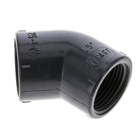 45deg Angled Fitting Rp3/4'' Female PVC-U 16bar (224.8psi) EN 1452-3 [2 Pieces]
