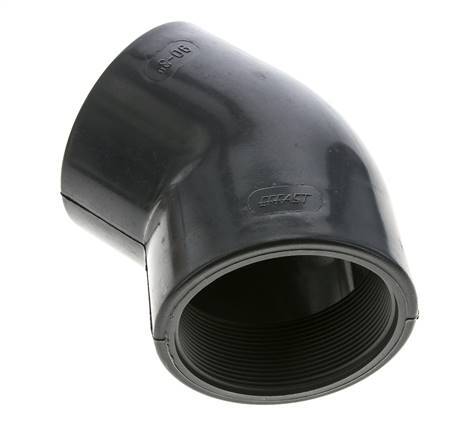 45deg Angled Fitting Rp3'' Female PVC-U 16bar (224.8psi) EN 1452-3