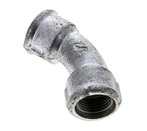 45deg Angled Fitting Rp1/2'' Female Cast Iron 25bar (351.25psi) [2 Pieces]