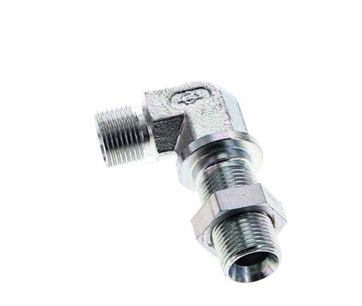 90deg Angled Fitting G3/8'' Bulkhead High Pressure Steel 60° Cone 325bar (4566.25psi) Hydraulic