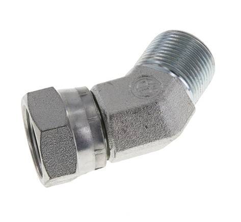 45deg Angled Fitting G3/4'' Female x Male High Pressure Steel 60° Cone 175bar (2458.75psi) Hydraulic