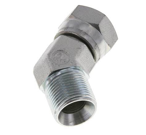 45deg Angled Fitting G3/4'' Female x Male High Pressure Steel 60° Cone 175bar (2458.75psi) Hydraulic