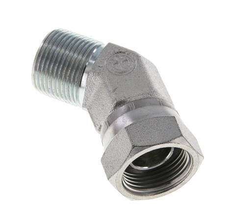 45deg Angled Fitting G3/4'' Female x Male High Pressure Steel 60° Cone 175bar (2458.75psi) Hydraulic