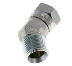 45deg Angled Fitting G1'' Female x Male High Pressure Steel 60° Cone 150bar (2107.5psi) Hydraulic