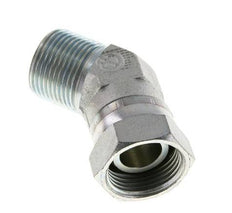 45deg Angled Fitting G1'' Female x Male High Pressure Steel 60° Cone 150bar (2107.5psi) Hydraulic