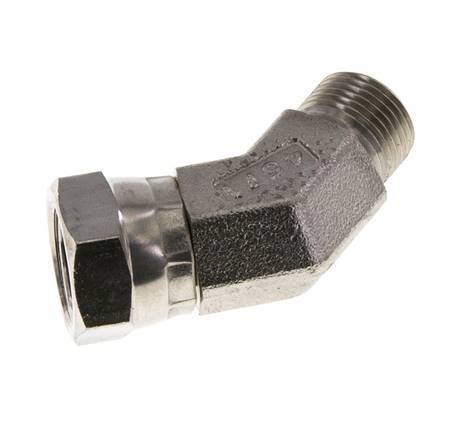 45deg Angled Fitting G3/8'' Female x Male High Pressure Stainless Steel 60° Cone 325bar (4566.25psi) Hydraulic
