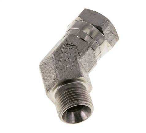 45deg Angled Fitting G3/8'' Female x Male High Pressure Stainless Steel 60° Cone 325bar (4566.25psi) Hydraulic