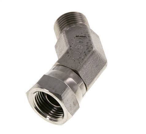 45deg Angled Fitting G3/8'' Female x Male High Pressure Stainless Steel 60° Cone 325bar (4566.25psi) Hydraulic