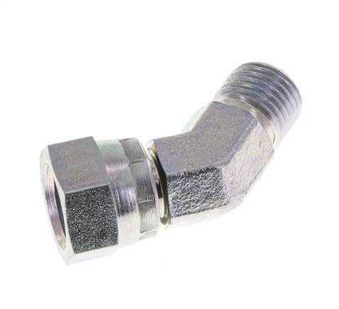 45deg Angled Fitting G1/4'' Female x Male High Pressure Steel 60° Cone 350bar (4917.5psi) Hydraulic