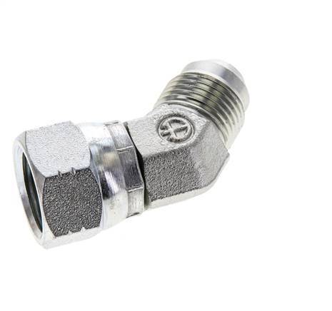 45deg JIC Angled Fitting UNF 3/4''-16 Male x Female Steel 275bar (3863.75psi)