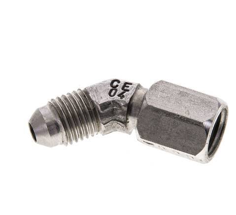 45deg JIC Angled Fitting UNF 7/16''-20 Male x Female Stainless Steel 310bar (4355.5psi)