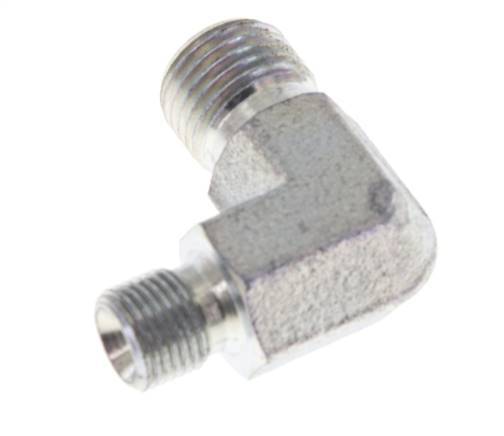 90deg Angled Reducing Fitting G1/8'' x G1/4'' High Pressure Steel 60° Cone 350bar (4917.5psi) Hydraulic