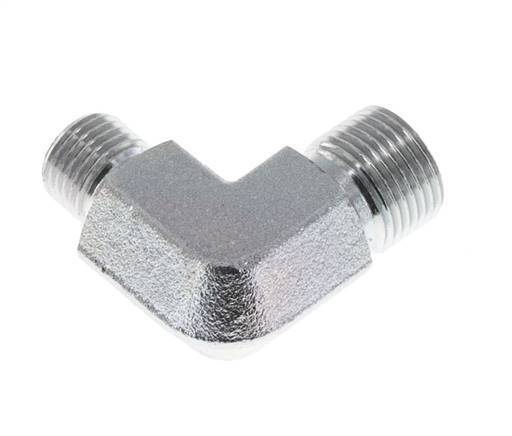 90deg Angled Reducing Fitting G1/4'' x G3/8'' High Pressure Steel 60° Cone 325bar (4566.25psi) Hydraulic