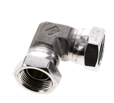 90deg Angled Fitting G1'' Female High Pressure Stainless Steel 60° Cone 150bar (2107.5psi) Hydraulic