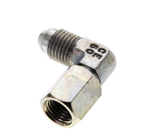 90deg JIC Angled Fitting UNF 7/16''-20 Male x Female Steel 310bar (4355.5psi)