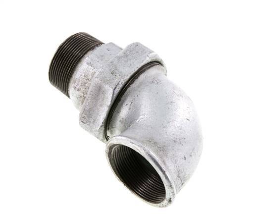 90deg Angled Connector 2'' Male R x Female Rp Cast Iron Conical Seal 25bar (351.25psi)