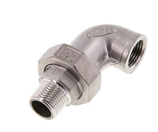 90deg Angled Connector 1/2'' Male R x Female Rp Stainless Steel Conical Seal 16bar (224.8psi)