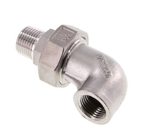 90deg Angled Connector 1/2'' Male R x Female Rp Stainless Steel Conical Seal 16bar (224.8psi)