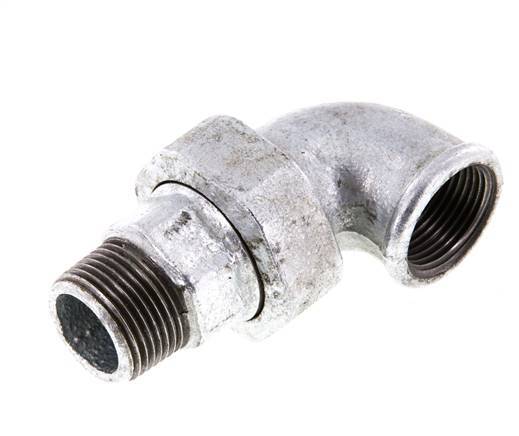 90deg Angled Connector 1'' Male R x Female Rp Cast Iron Conical Seal 25bar (351.25psi)