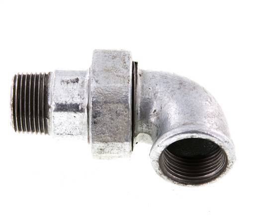 90deg Angled Connector 1'' Male R x Female Rp Cast Iron Conical Seal 25bar (351.25psi)