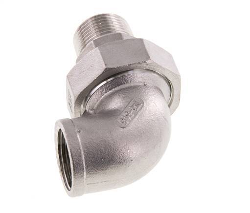 90deg Angled Connector 3/4'' Male R x Female Rp Stainless Steel Conical Seal 16bar (224.8psi)