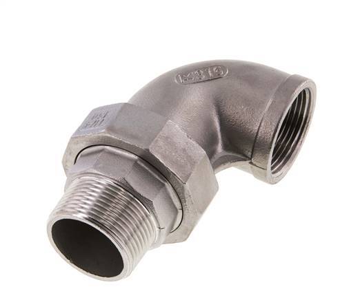 90deg Angled Connector 1 1/4'' Male R x Female Rp Stainless Steel Conical Seal 16bar (224.8psi)