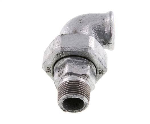90deg Angled Connector 3/4'' Male R x Female Rp Cast Iron Conical Seal 25bar (351.25psi)