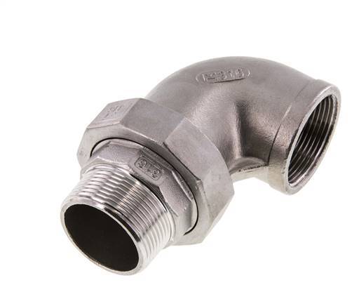 90deg Angled Connector 1 1/2'' Male R x Female Rp Stainless Steel Conical Seal 16bar (224.8psi)