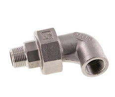 90deg Angled Connector 3/8'' Male R x Female Rp Stainless Steel Conical Seal 16bar (224.8psi)